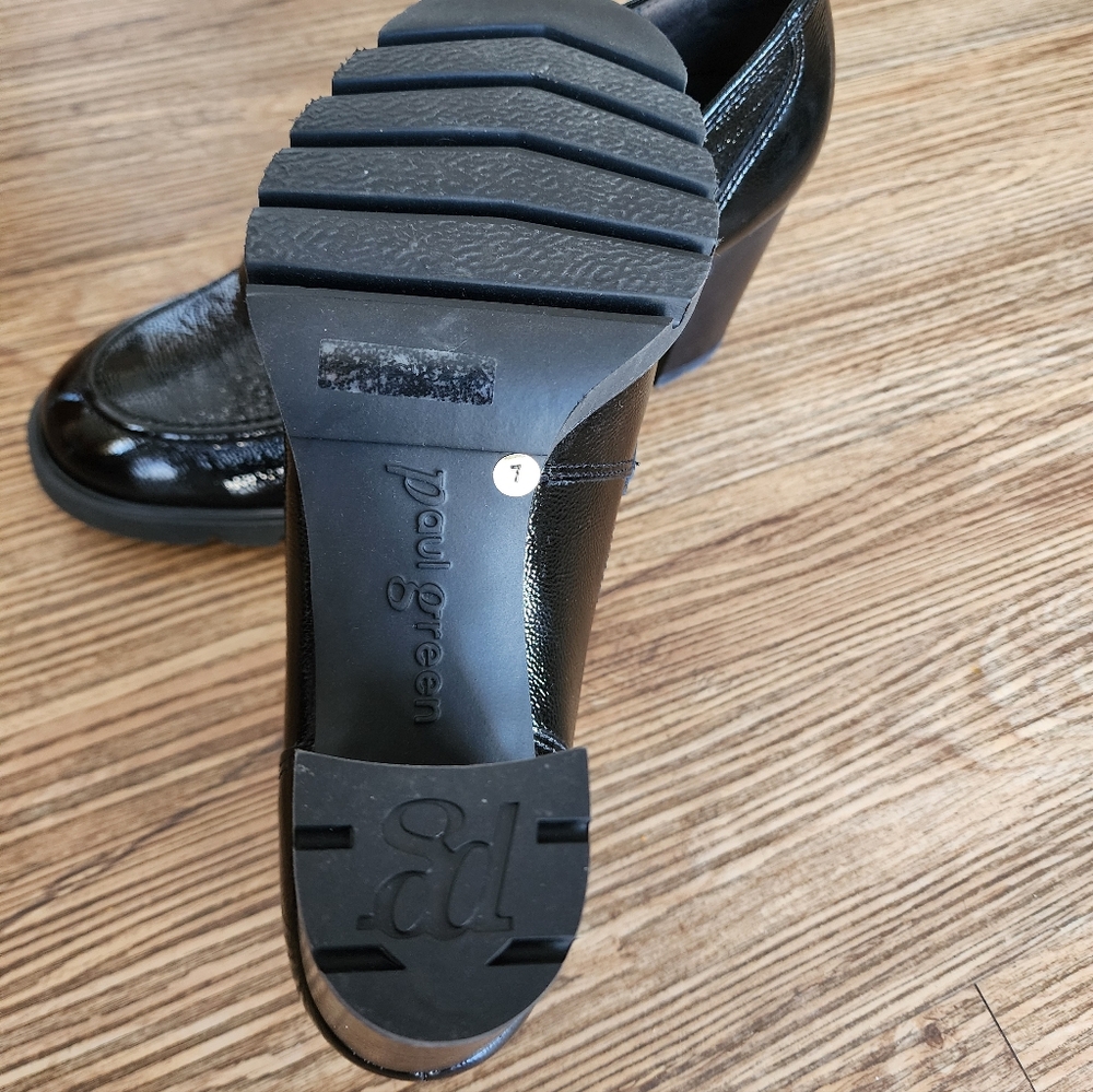 Size 9.5 - 🆕️ Paul Green Nina Loafer Pump Shoes Black Crinkled Patent $500 - Picture 6 of 8